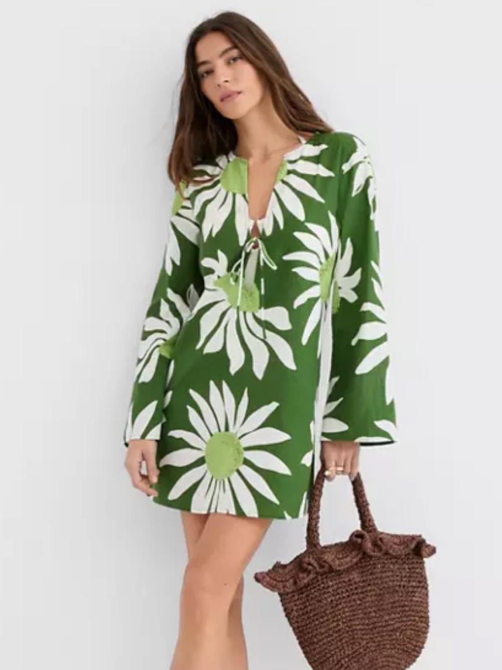 NWT LOFT Beach Floral Linen Flare Dress